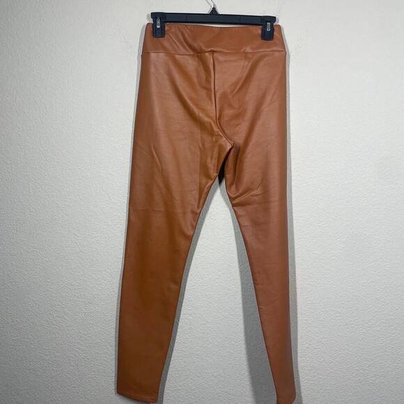 Calzedonia Womens Medium Thermal Faux Leather Leggings Brown Pull On - Picture 6 of 11